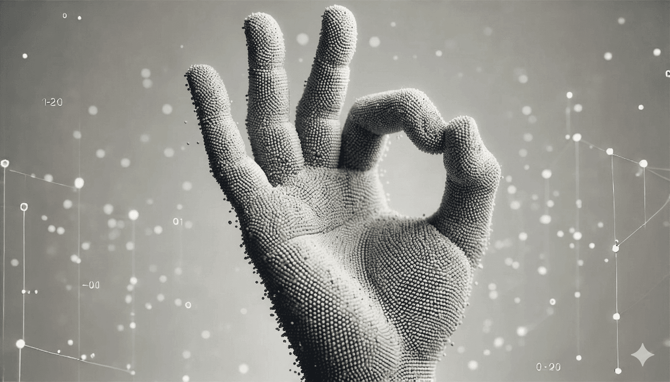 Sign language hand illustration representing CLERC's mission to make sign language native to AI